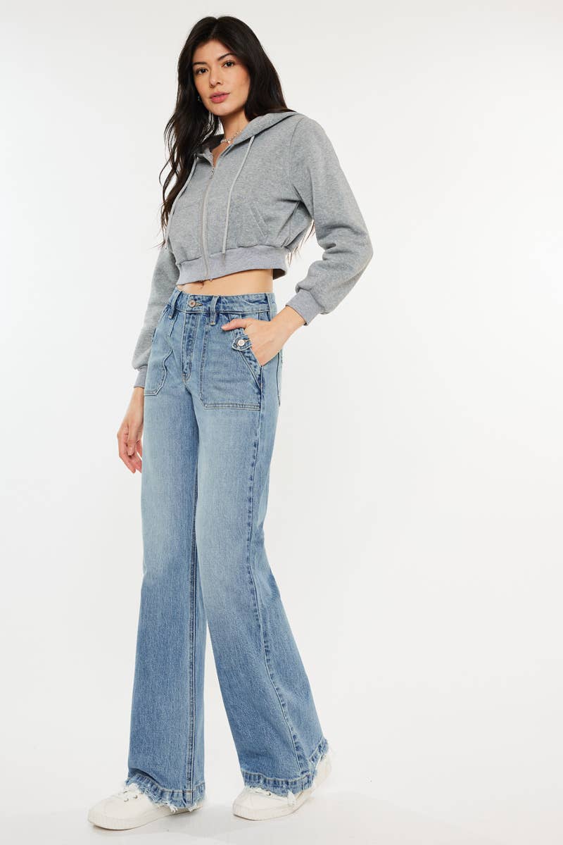 Kan can - high rise wide flare jeans