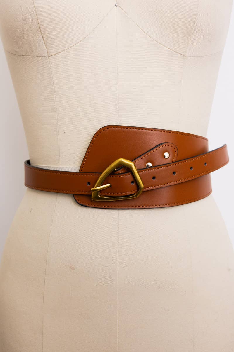Asymmetrical Buckle Wide Waist Belt