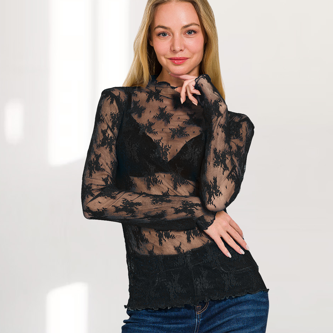 Lace See-through Layering Stretch Top