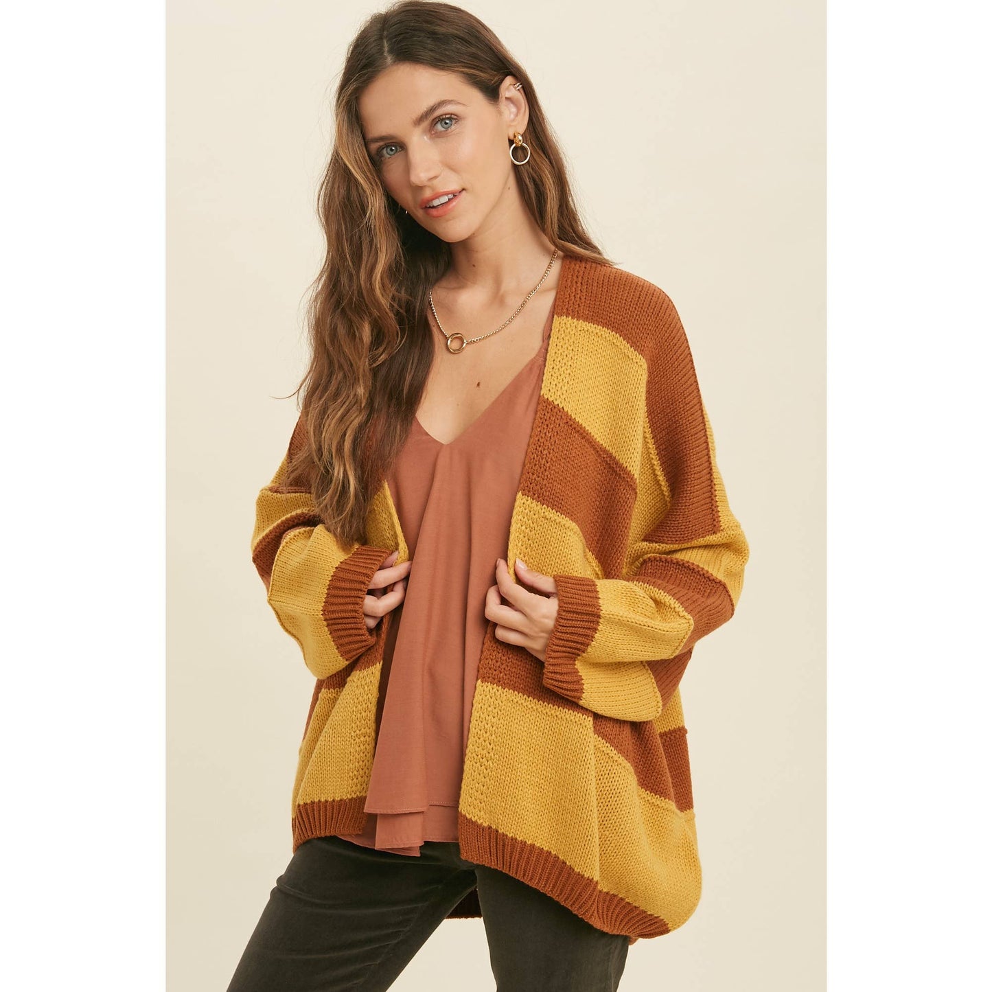 STRIPED OPEN CARDIGAN
