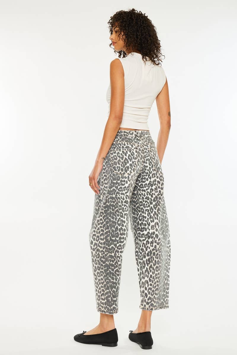 Kan Can USA- High Rise Leopard Horseshoe Jeans