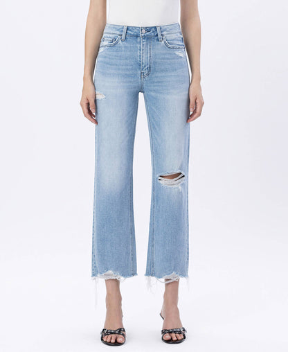Flying Monkey - HIGH RISE DISTRESSED CROP SLIM WIDE JEANS