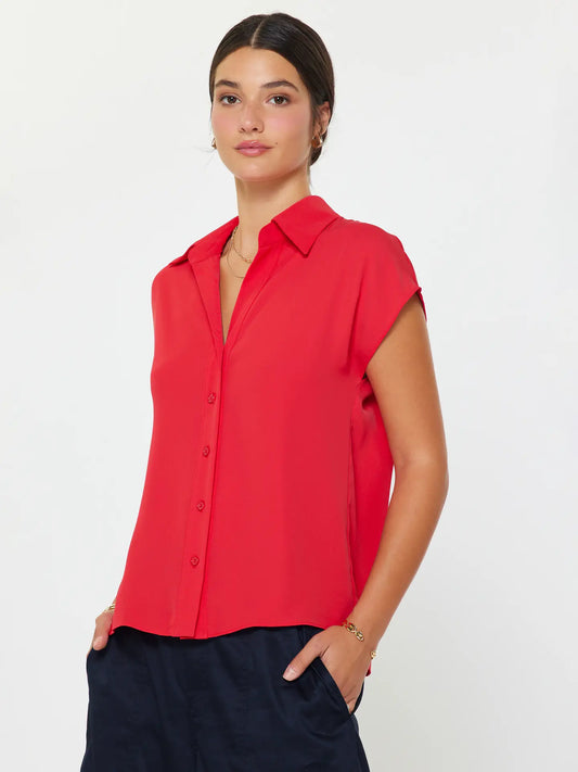 Current Air - Cap Sleeve Button Down Blouse