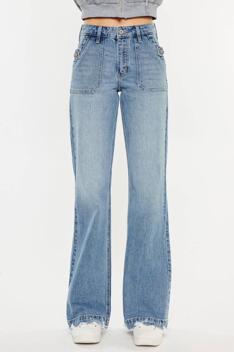 Kan can - high rise wide flare jeans