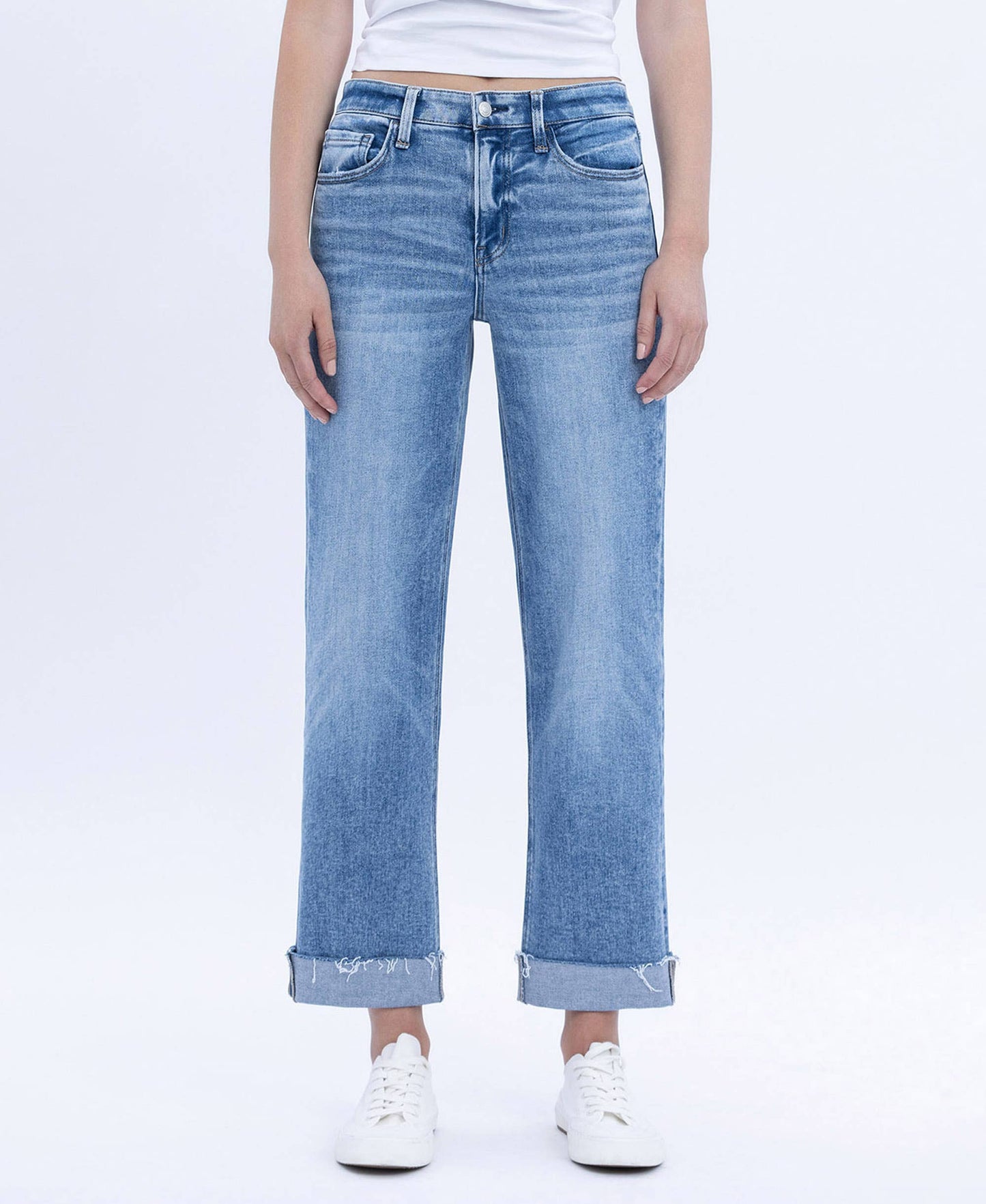 Flying Monkey- High Rise Cuffed Cropped Straight Jeans