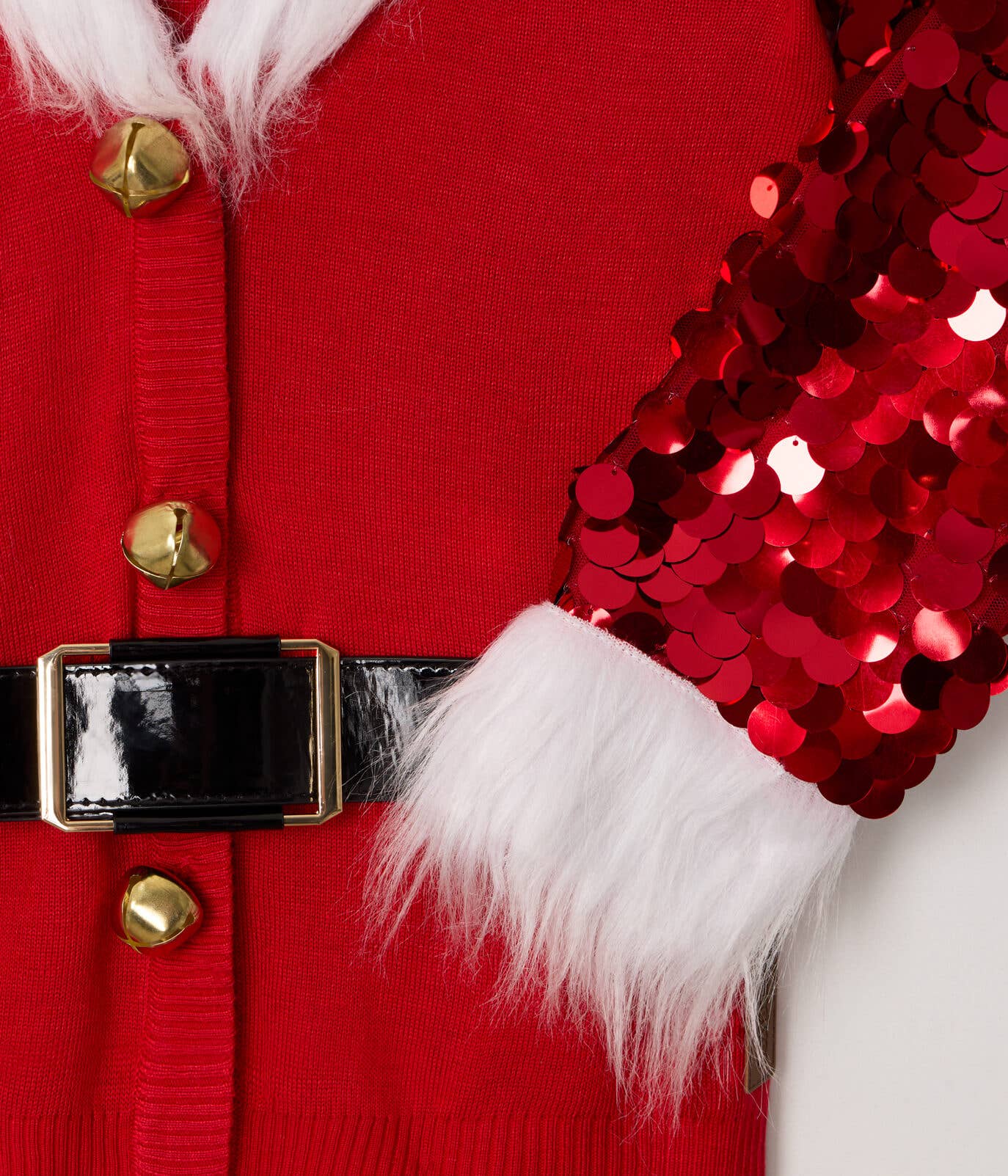 Sassy Santa Cardigan - Women's Sequined Christmas Sweater