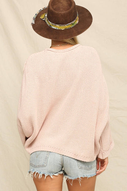 Oversized soft Knit Pullover Sweater with fringe