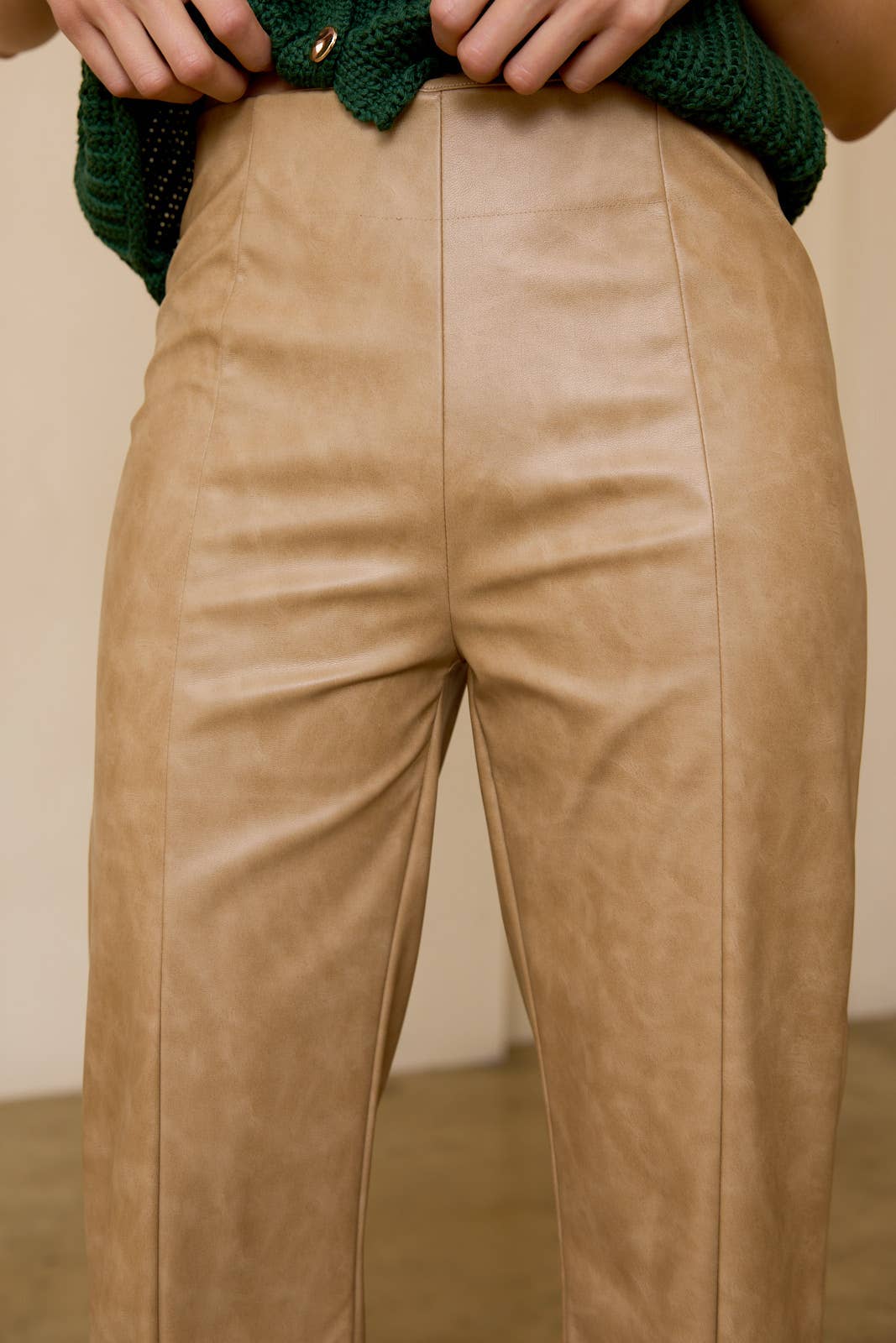 FADED FAUX LEATHER PANTS