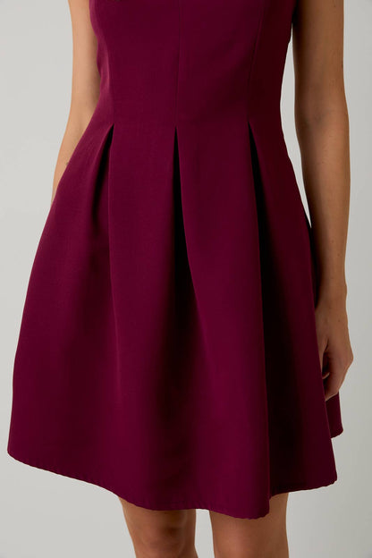 SQUARE NECK SLEEVELESS FIT & FLARE MIDI DRESS