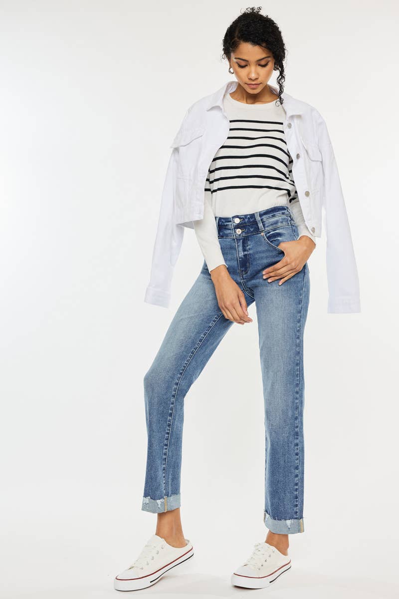 Kancan - high rise slim straight jeans