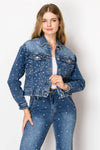 Nina Rossi Embellished medium blue denim jacket