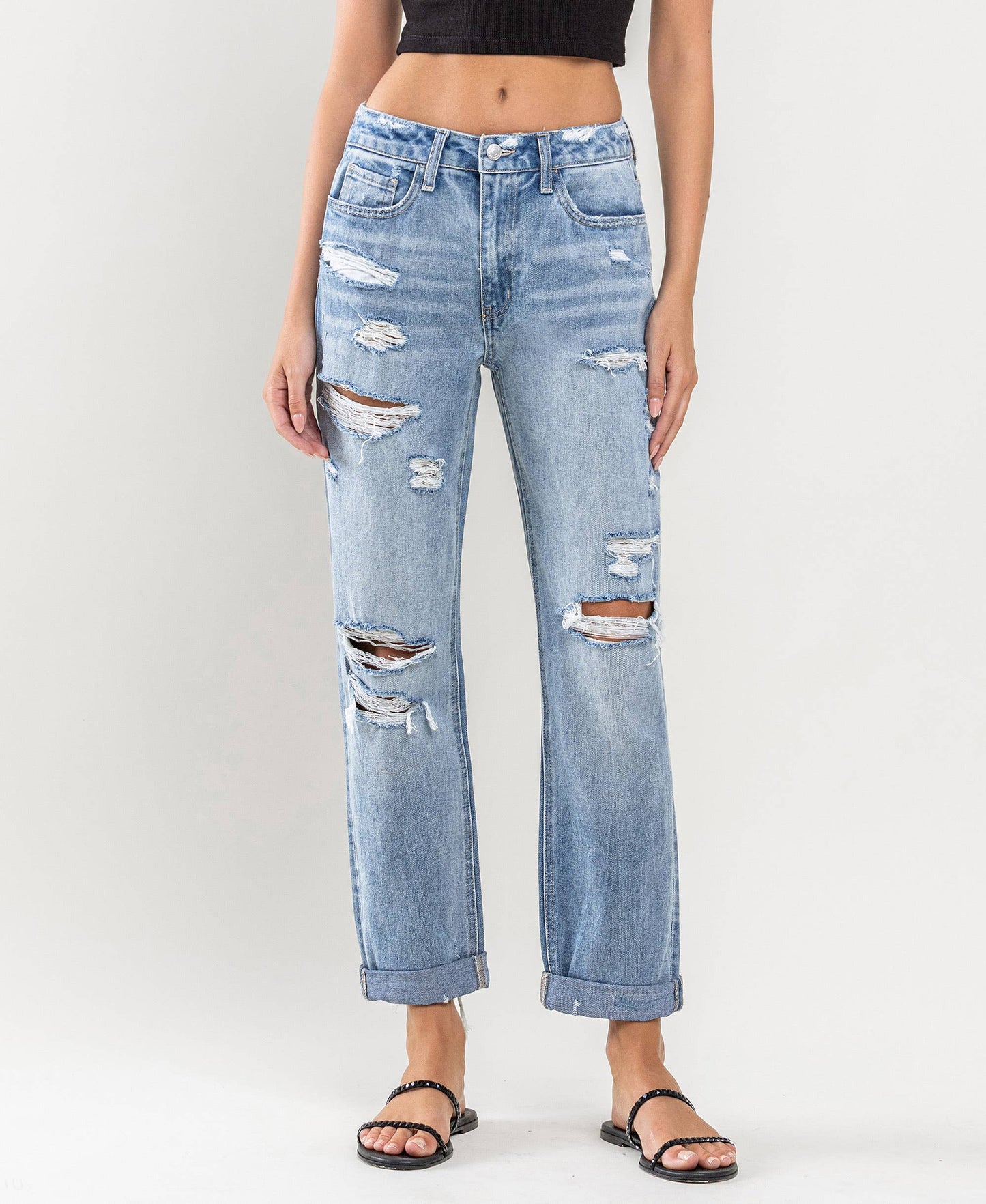 Flying Monkey - HIGH RISE CUFFED BOYFRIEND JEANS