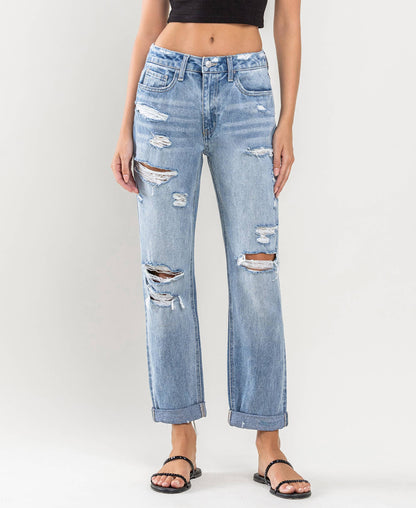 Flying Monkey - HIGH RISE CUFFED BOYFRIEND JEANS