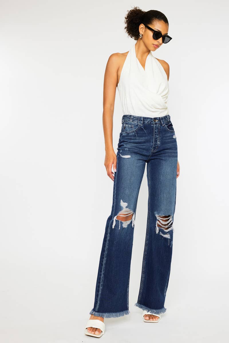 KanCan - 90s Ultra High Rise Fray Hem Flare