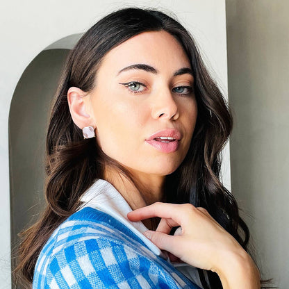 Sports Earrings Game Day Cushion Square Studs Set - Baseball