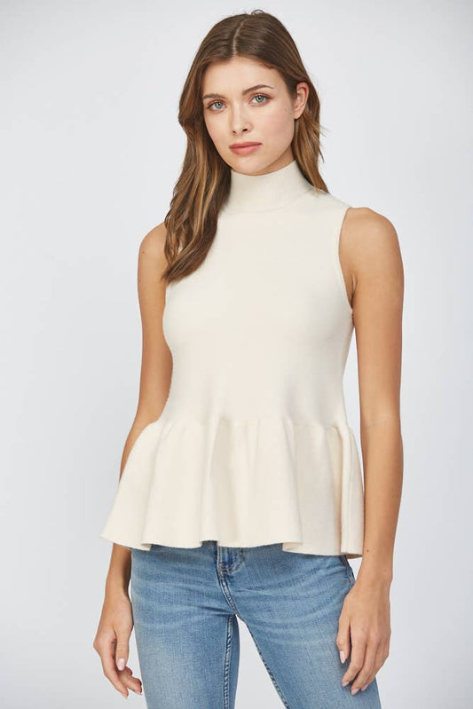MOCK NECK PEPLUM SWEATER TANK FW15604