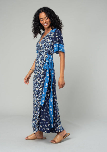 Floral Short Sleeve Wrap Maxi Dress