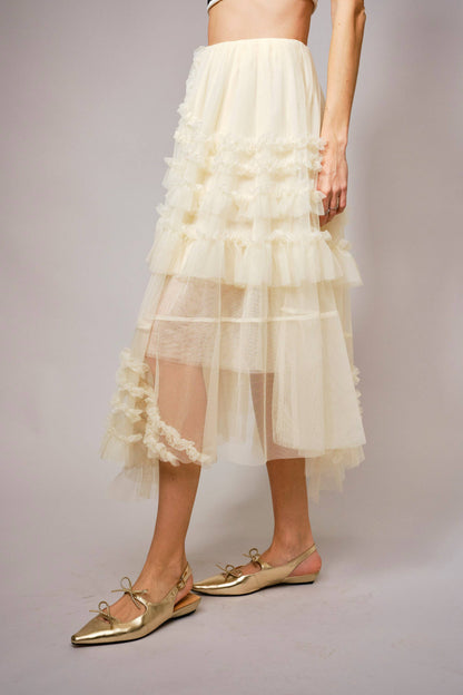 Tulle Ruffle Maxi Skirt