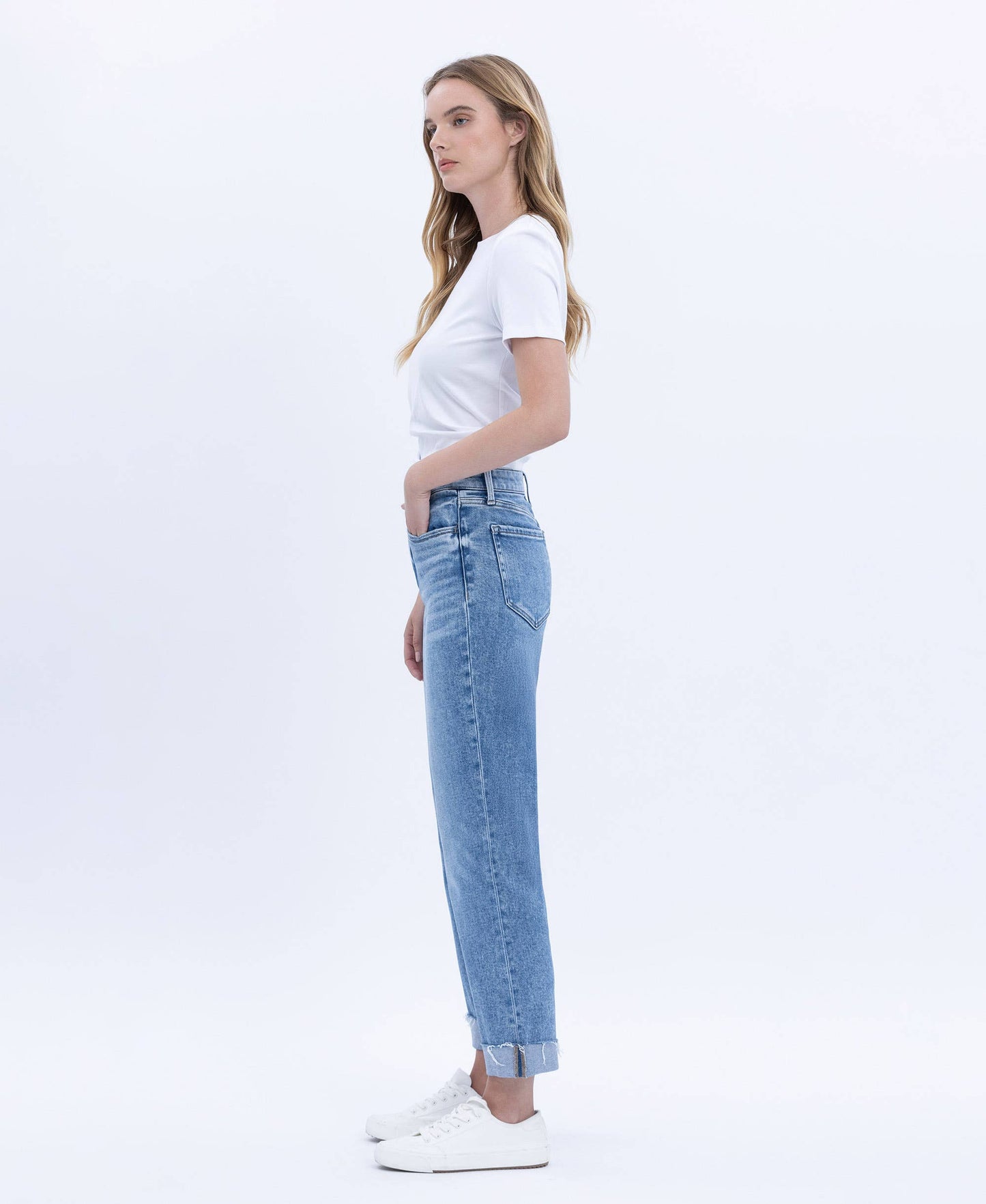 Flying Monkey- High Rise Cuffed Cropped Straight Jeans