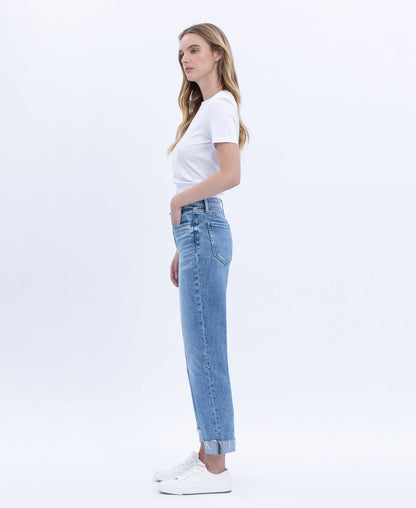Flying Monkey- High Rise Cuffed Cropped Straight Jeans