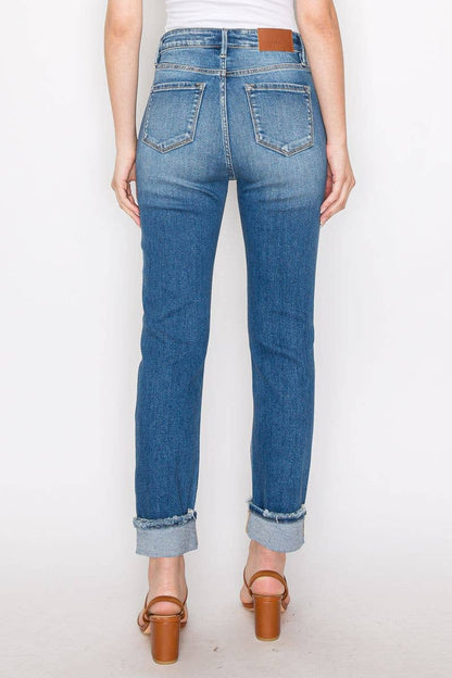 Artemis Vintage- Tummy Control High Rise Straight Single Cuff Jeans