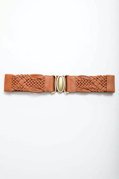 Oval Buckle Braided Elastic Belt - Black, Brown & Camel 🤎