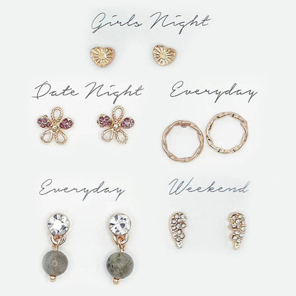 5 Pairs Multipack Stud Earrings Set with Gift Box