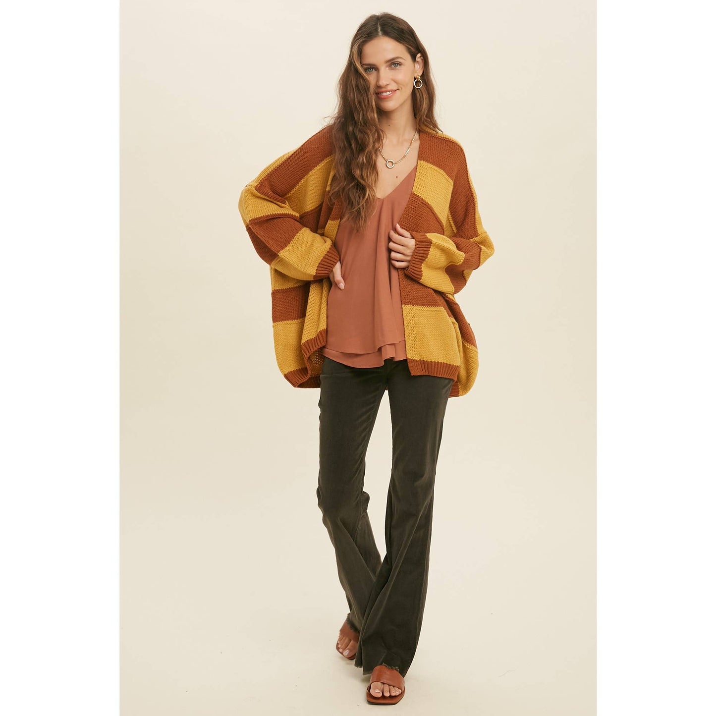 STRIPED OPEN CARDIGAN