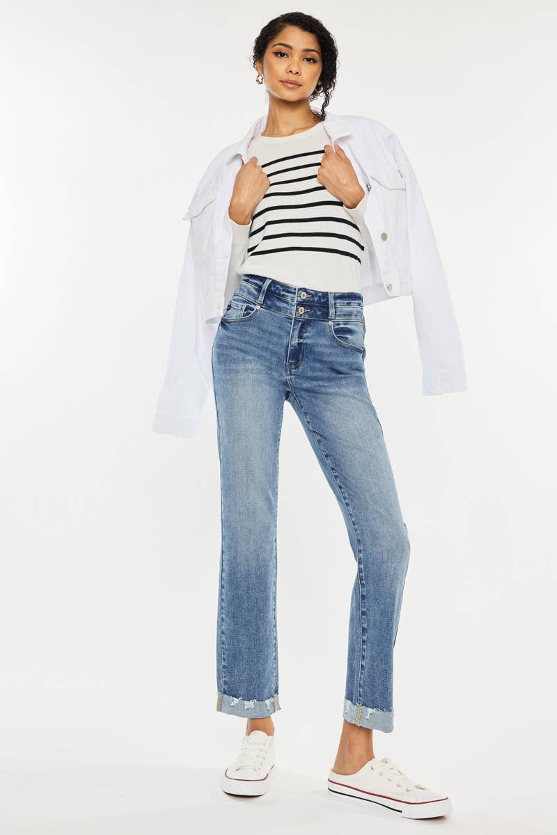 Kancan - high rise slim straight jeans