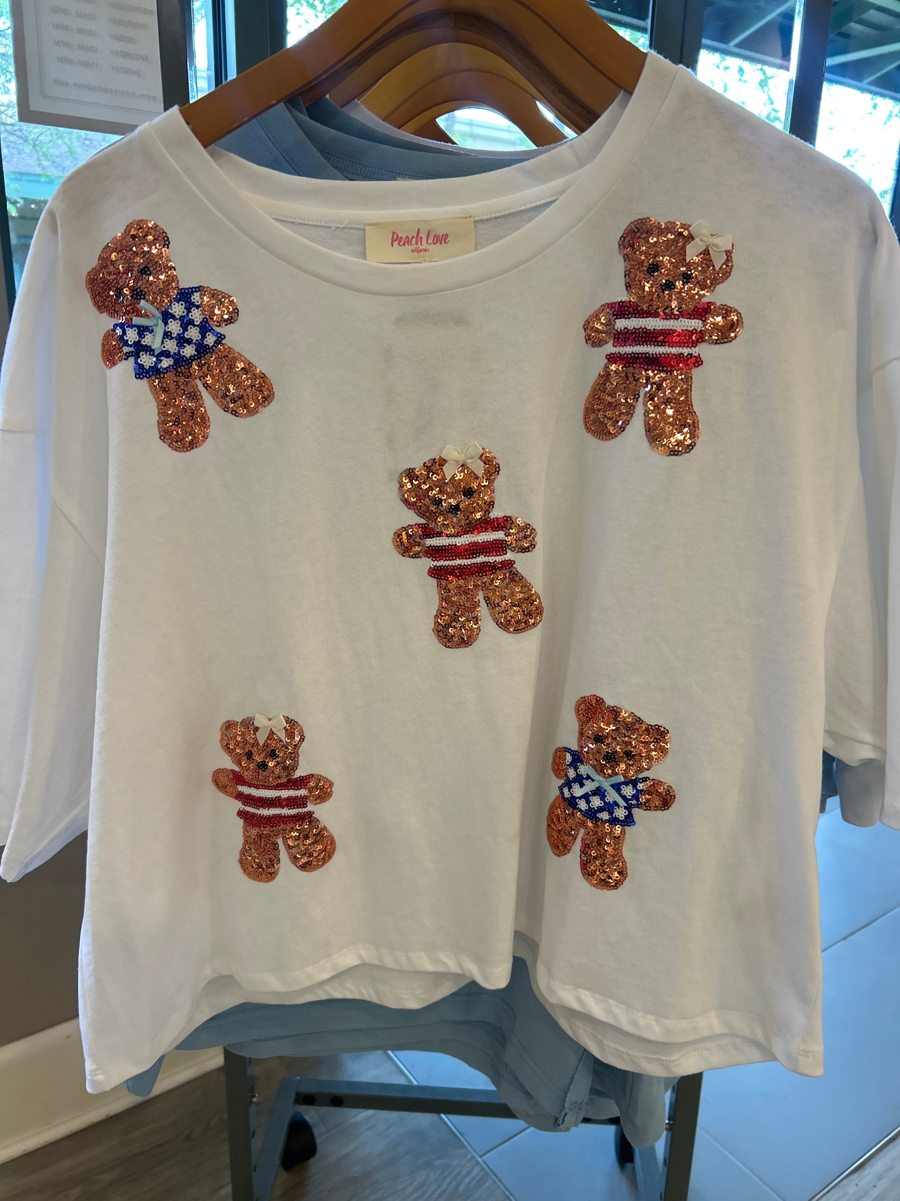 Beary Sequin Crop Top Short Sleeve