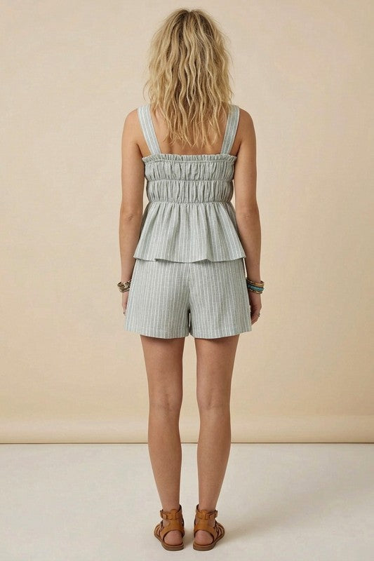 Sage Striped Skort Set