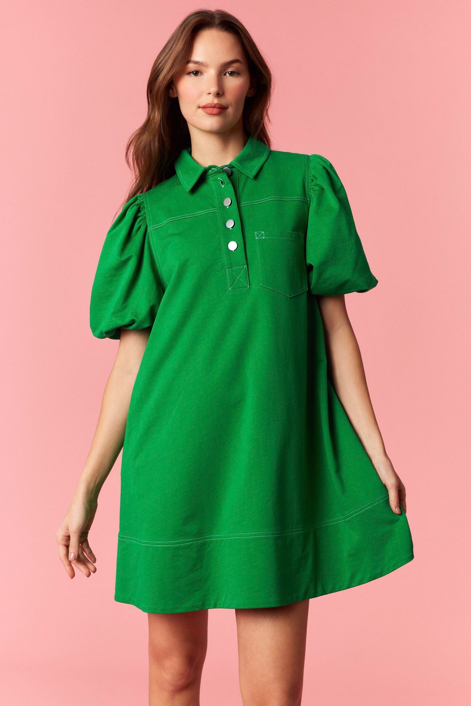 Peach Love Good Luck Collared Mini Dress