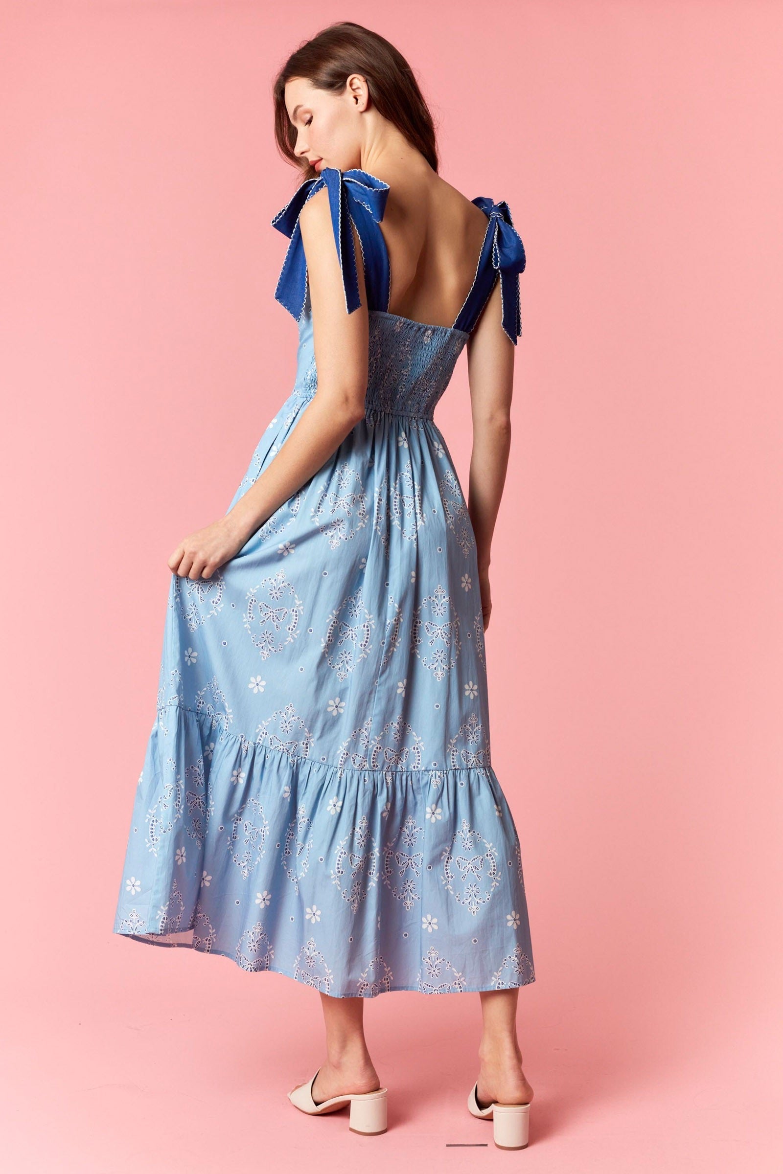 Amelia Blue Bow Strap Dress