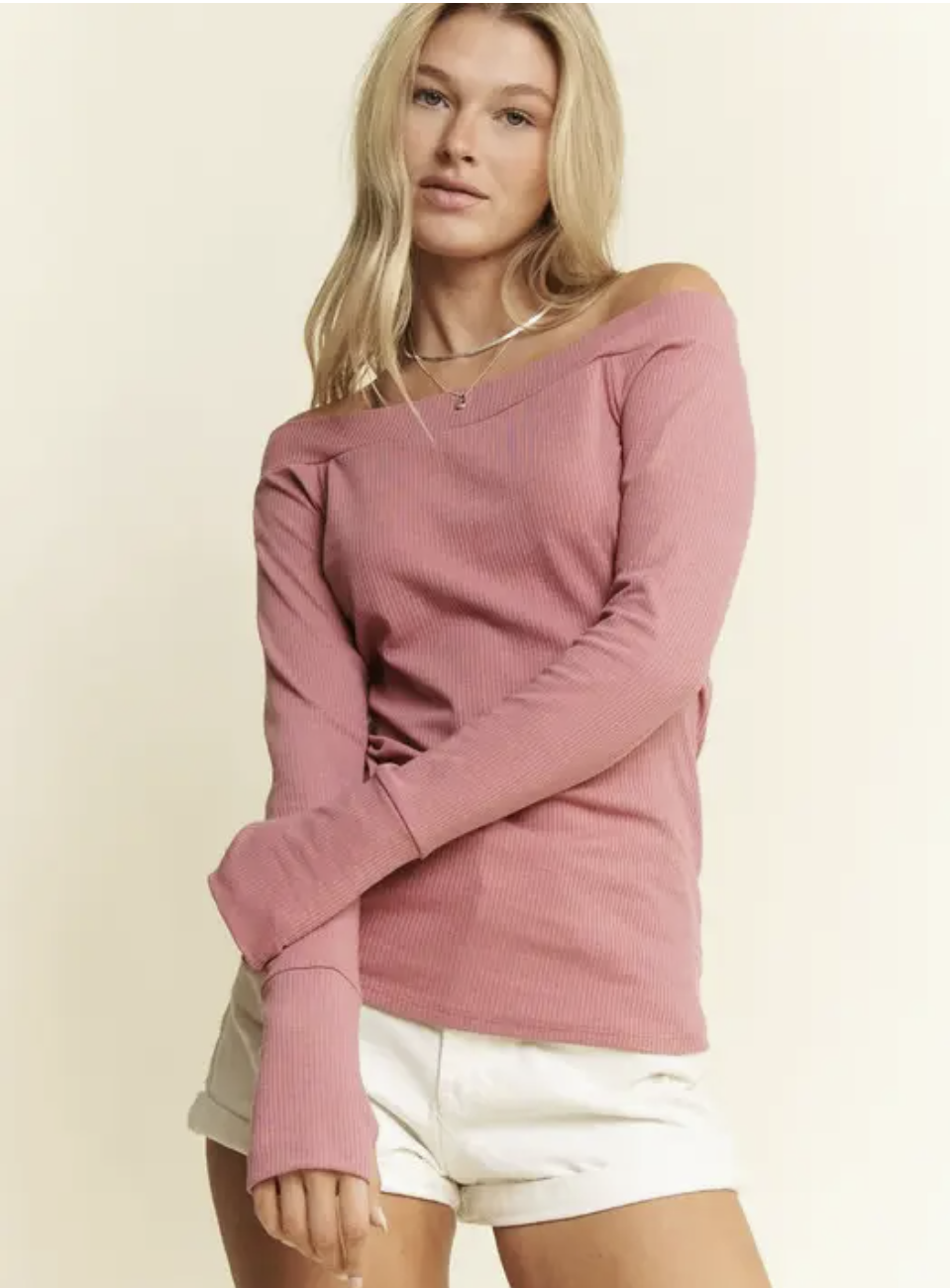 Dusty Pink Off the Shoulder Top