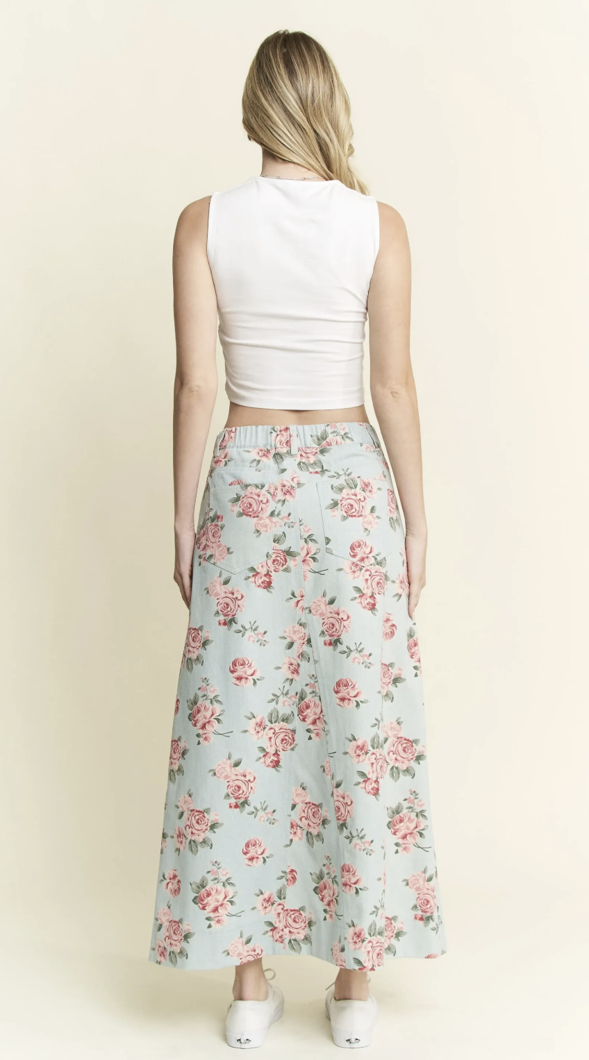 Floral Print Denim Skirt