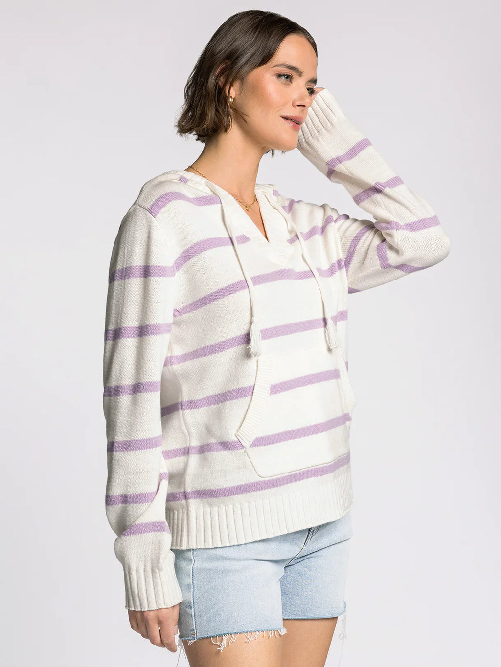 Thread & Supply Grace Lilac Stripe Hoodie Sweater