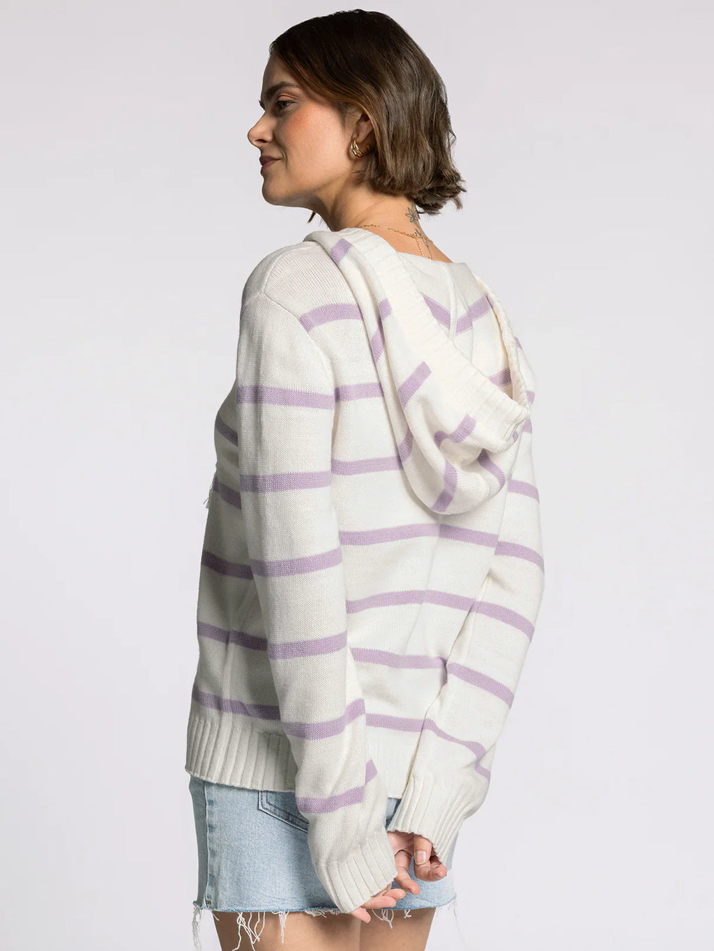Thread & Supply Grace Lilac Stripe Hoodie Sweater