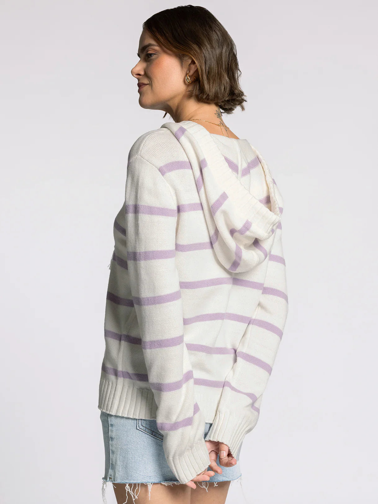 Thread & Supply Grace Lilac Stripe Hoodie Sweater