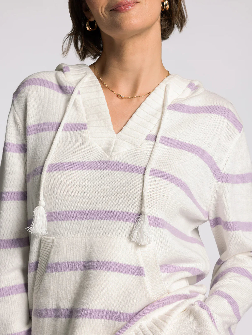 Thread & Supply Grace Lilac Stripe Hoodie Sweater