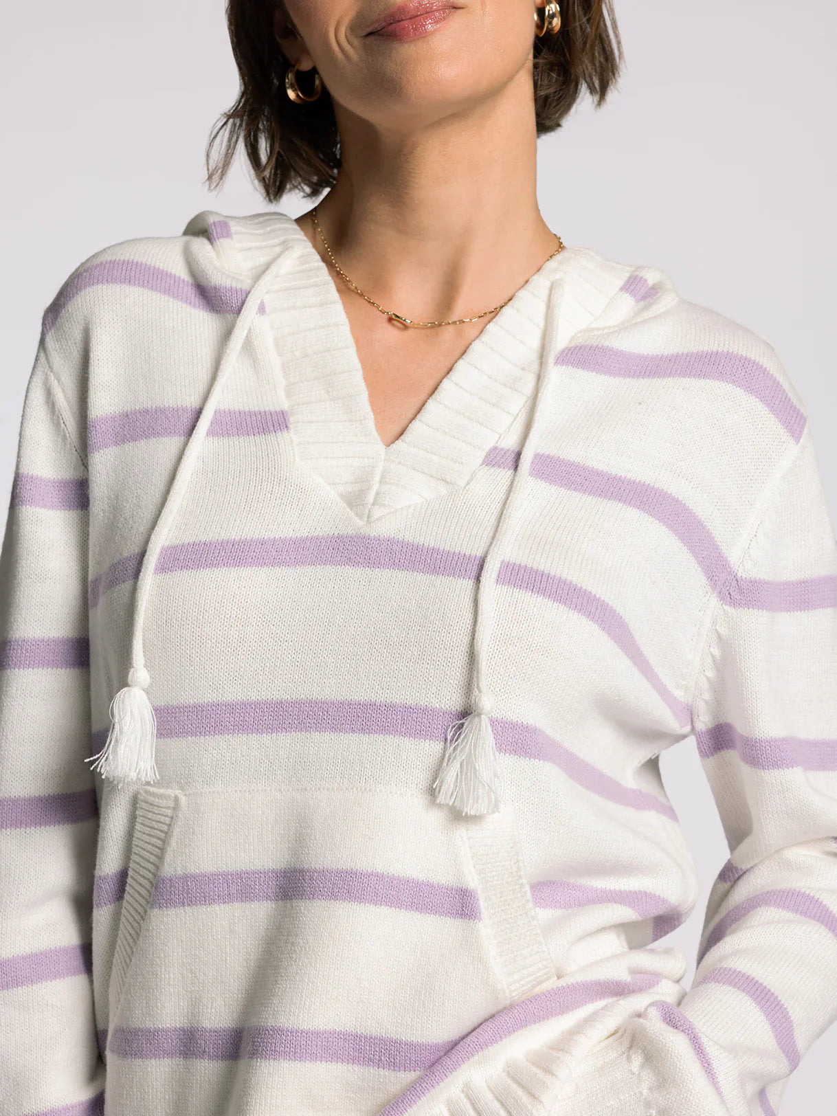 Thread & Supply Grace Lilac Stripe Hoodie Sweater