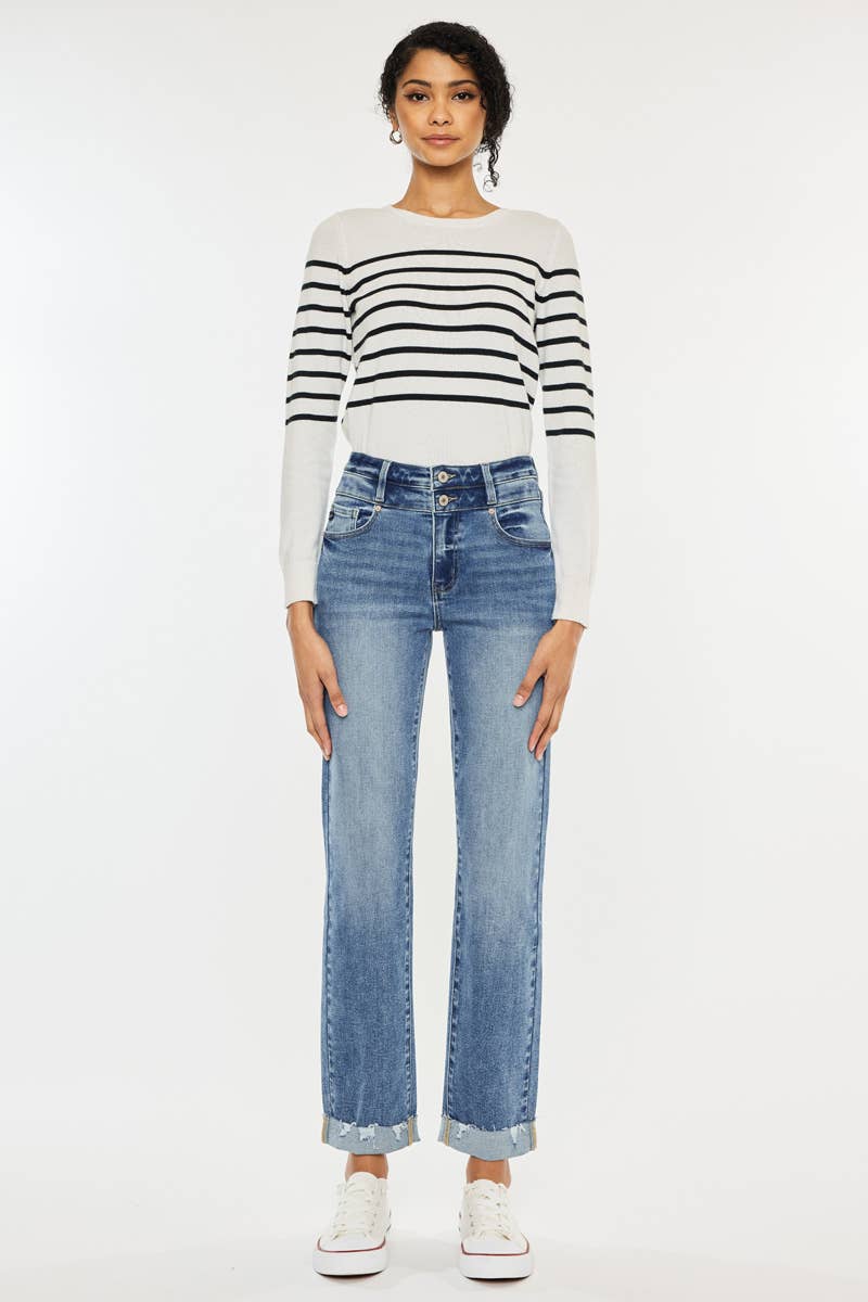 Kancan - high rise slim straight jeans