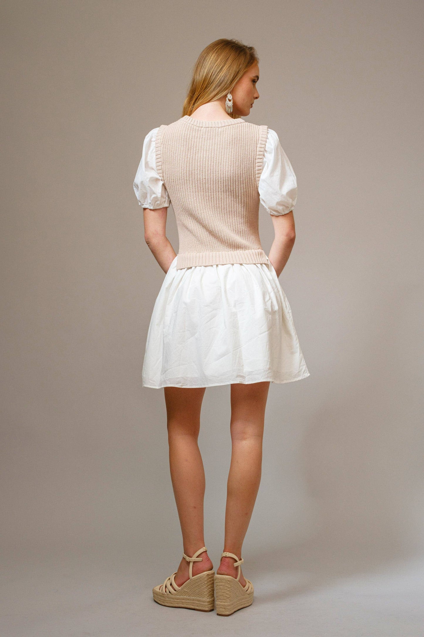 Puff Sleeve Sweater Mini Dress