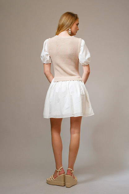 Puff Sleeve Sweater Mini Dress