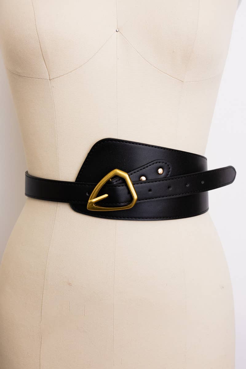 Asymmetrical Buckle Wide Waist Belt