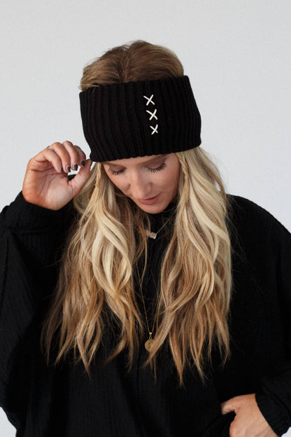 Sadia Embroidered Head Wrap - Black