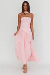 One and Only Strapless Bandeau Halter Pink Maxi Dress
