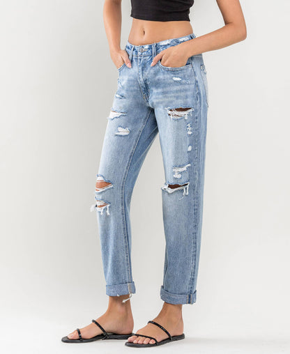 Flying Monkey - HIGH RISE CUFFED BOYFRIEND JEANS