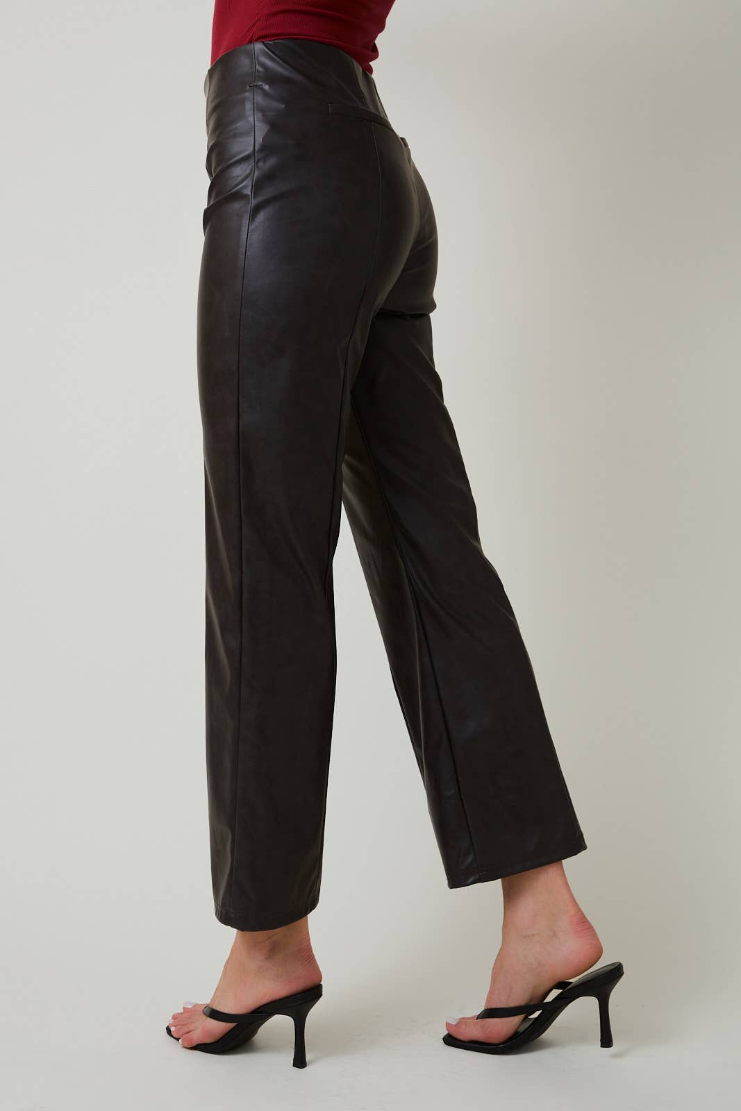 FADED FAUX LEATHER PANTS