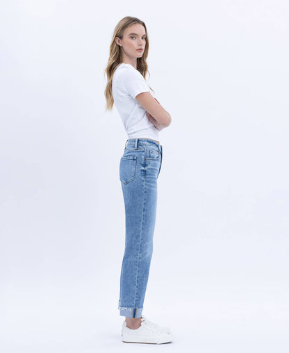 Flying Monkey- High Rise Cuffed Cropped Straight Jeans