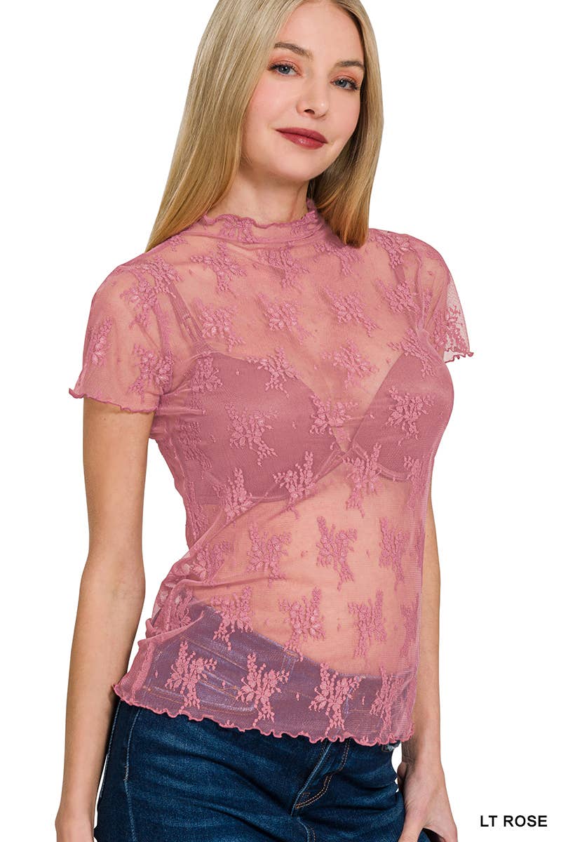 Lace See-through Layering Stretch Top